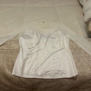 Anne Fontaine Top White with silver and mesh